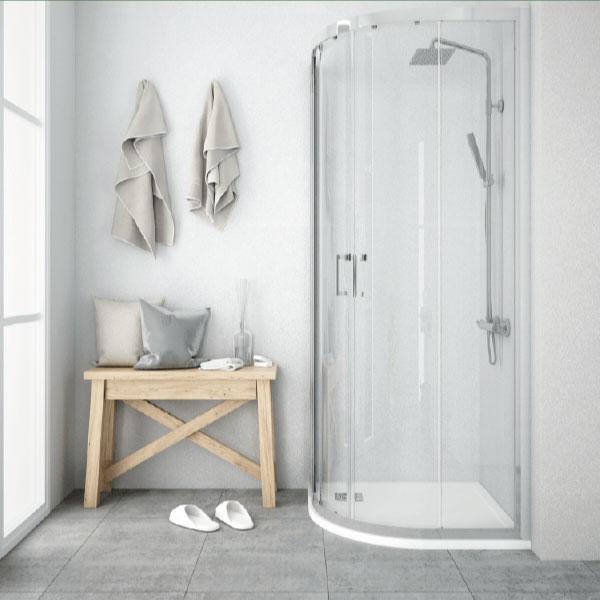 Mampara de ducha semicircular 2 fijos y 2 puertas correderas - Mamparas de  ducha a medida
