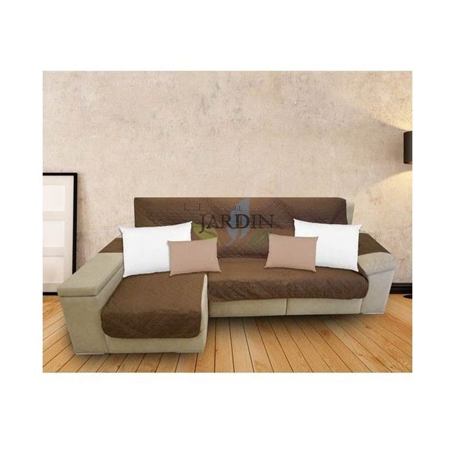 Funda protectora sofá chaise longue marrón y beige | Leroy Merlin