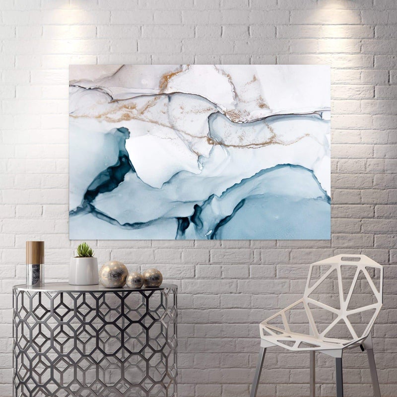 Toile imprimée, Granit blanc 40x30cm tableau décoration murale salon,  tableau abstrait, tableau deco