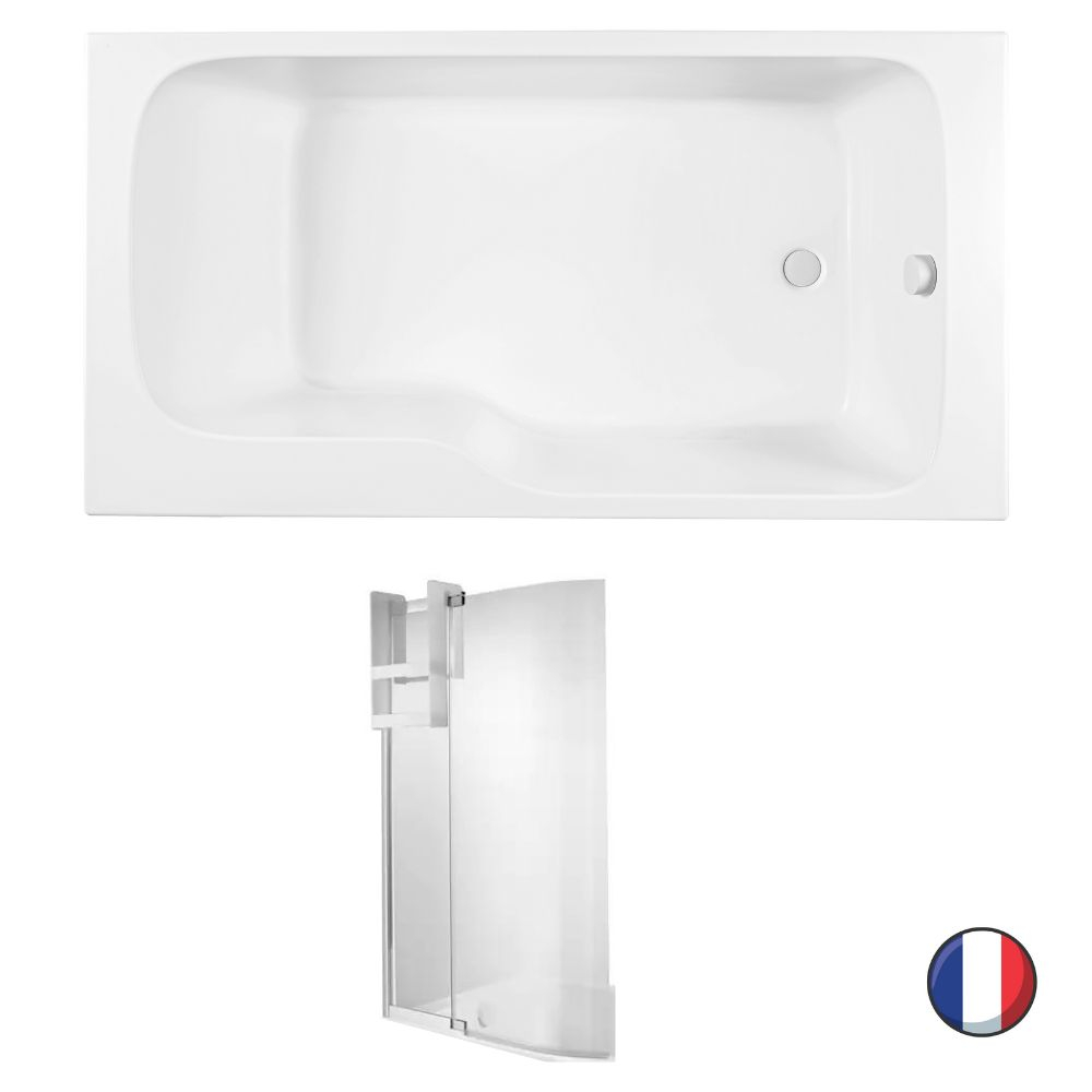 Baignoire bain douche JACOB DELAFON Malice antidérapante + pare bain