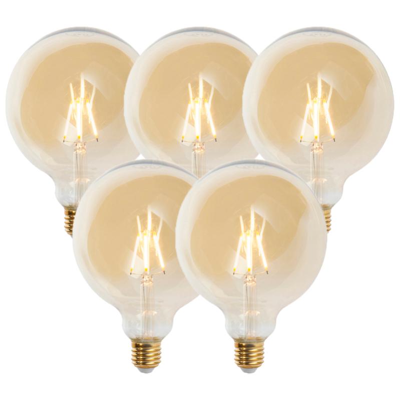 Lot de 5 lampes LED dimmables E27 G125 or 5W 450 lm 2200K Leroy Merlin