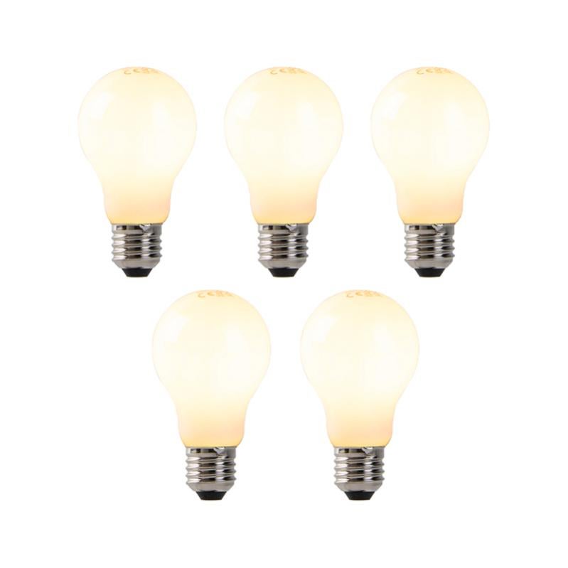 Lot de 5 lampes LED E27 dimmables verre opale 7W 806 lm 2200K Leroy