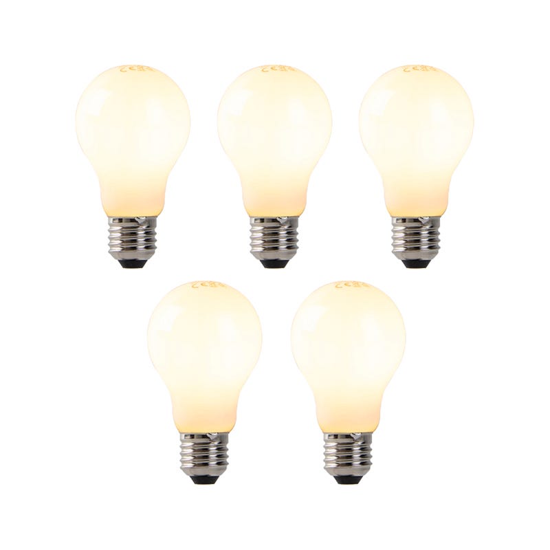 Set di 5 lampadine LED dimmerabili E27 opale 7W 806lm 2200K