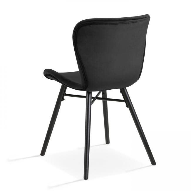 Set 2 sedie in velluto nero con gambe nere - Zyna