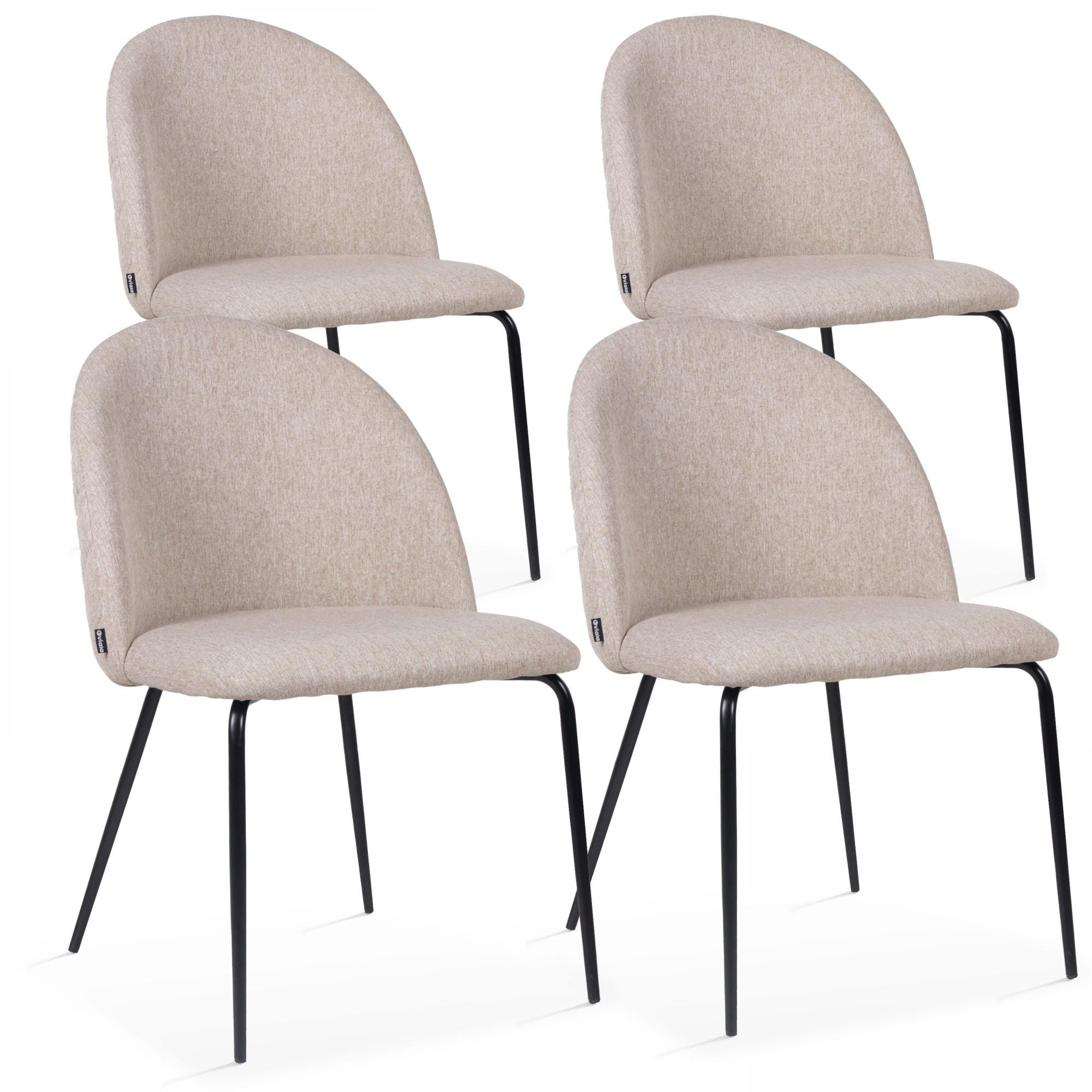 Set di 4 sedie scandinave Gao in tessuto beige