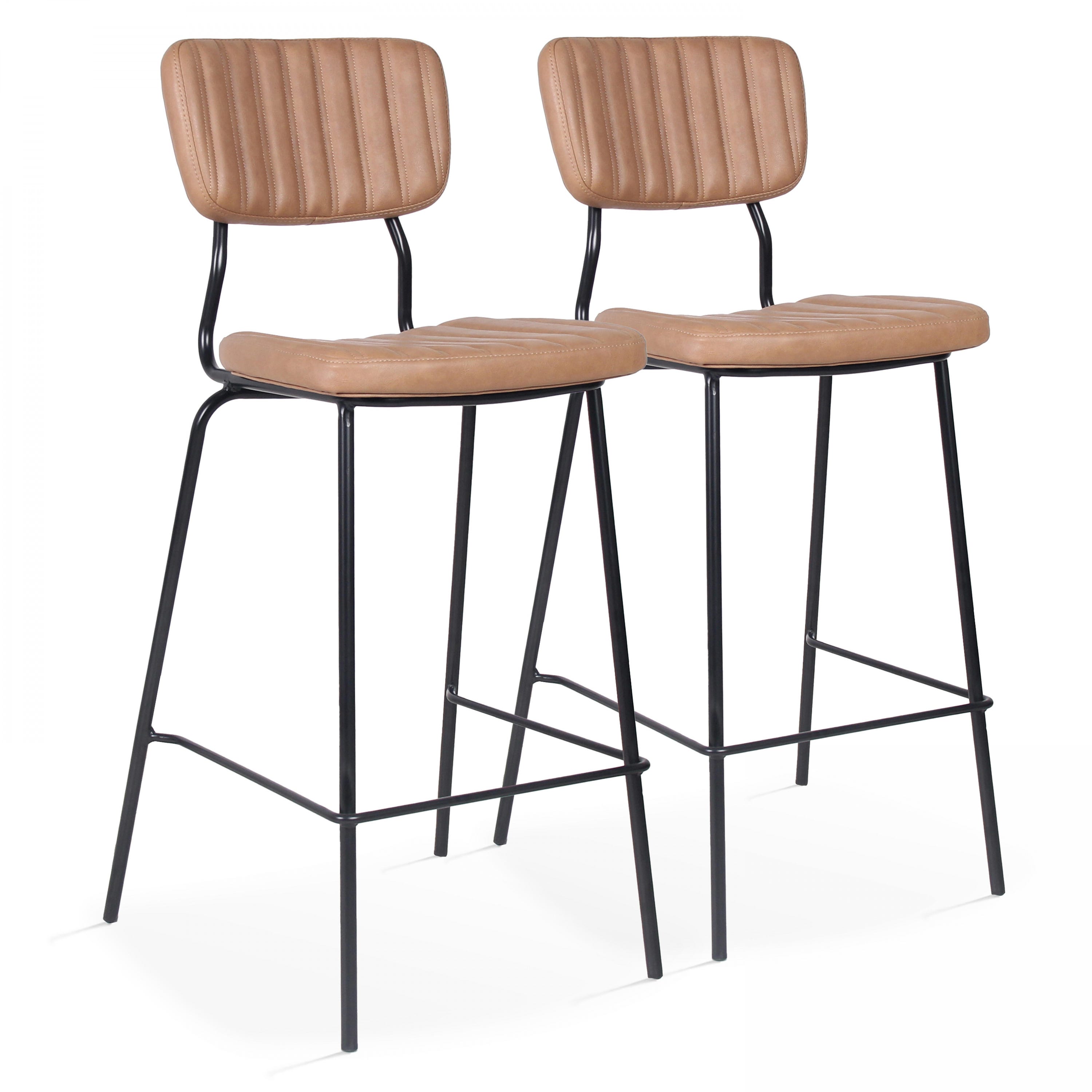 Set di 2 sedie alte in tessuto rivestito marrone chiaro