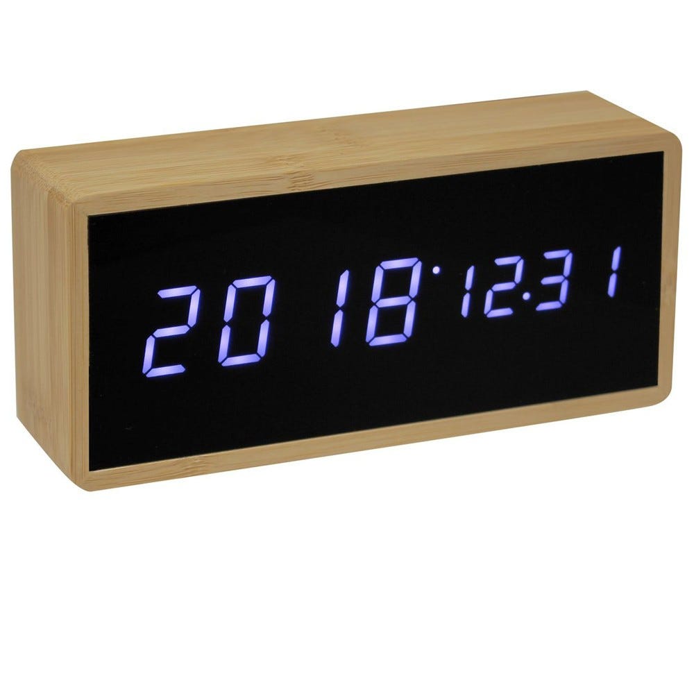 Reloj despertador de bambú