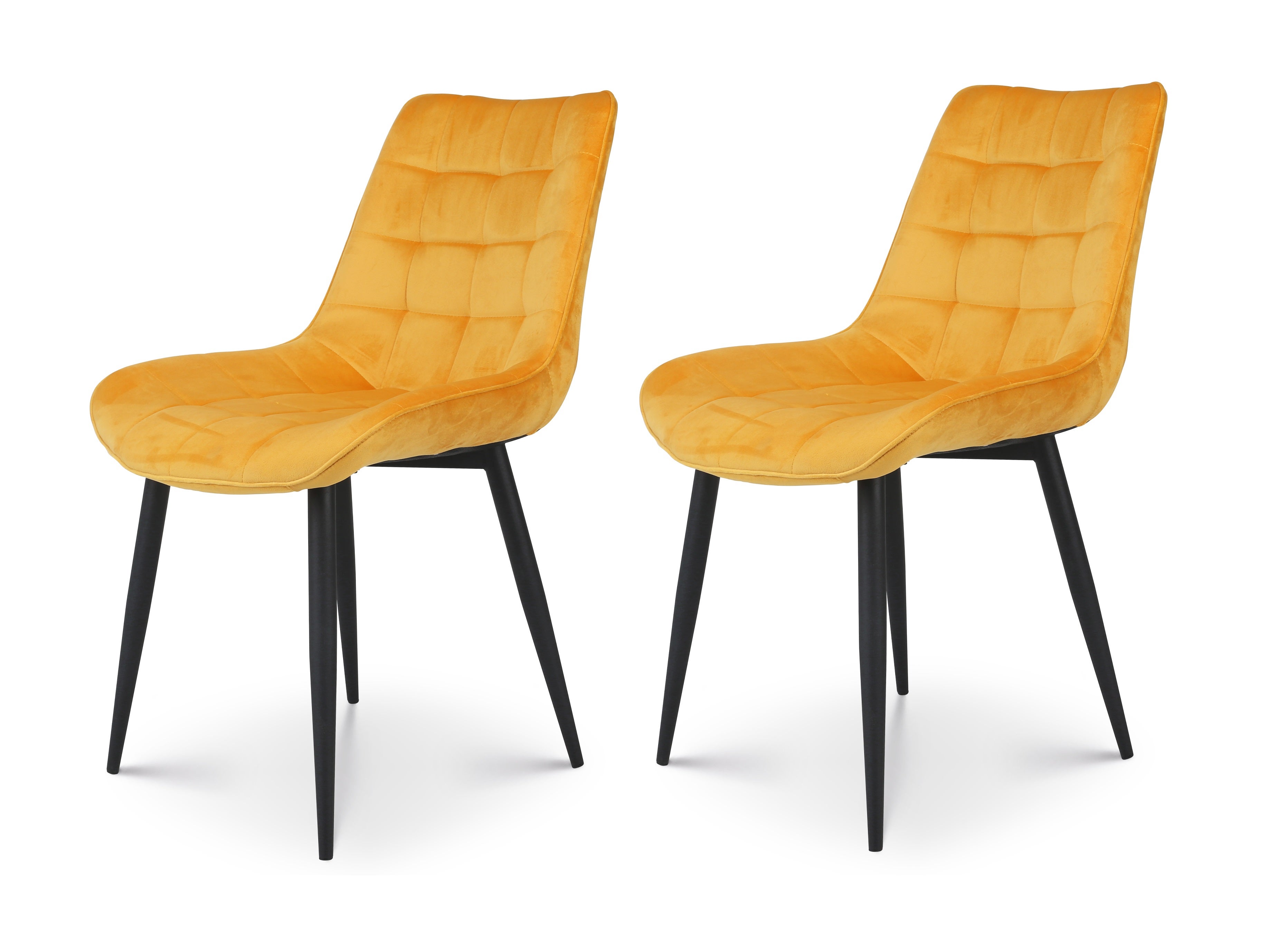 KOSMI - Set di 2 sedie senape in stile scandinavo con seduta imbottita in  tessuto e gambe in metallo nero