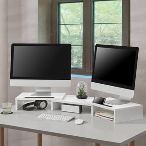 Dual Monitor Stand Riser réhausseur écran réglable support double  110x27x10,5 cm