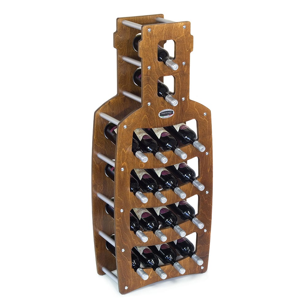 Cantinetta Portabottiglie in Legno Scaffale mobile per Bottiglie vino MADE  IN ITALY mod. Bottiglia Noce B.18 L50 x P25 x 120H