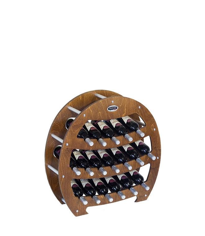 Cantinetta Portabottiglie in Legno Scaffale mobile per Bottiglie vino MADE  IN ITALY mod. Botte Noce B.18 L75 x P25 x 75H