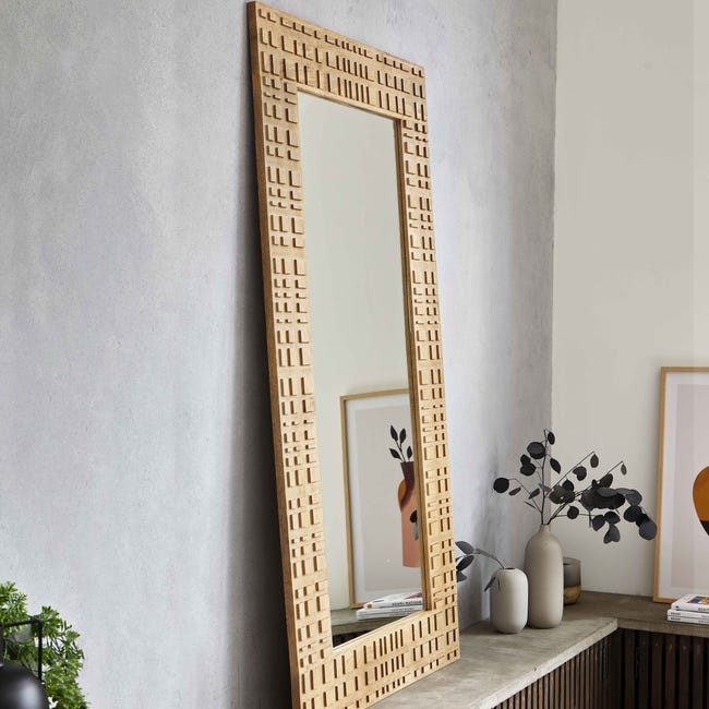 Specchio intagliato in legno di mango massiccio 150 x 80 cm