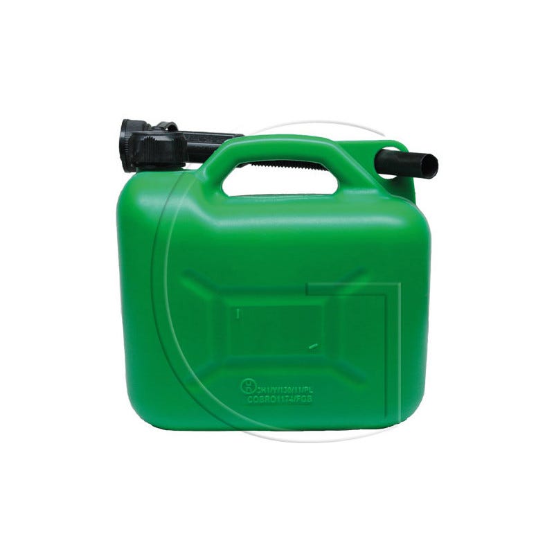Bidon à essence plastique, 5 litres, vert, avec bec verseur flexible