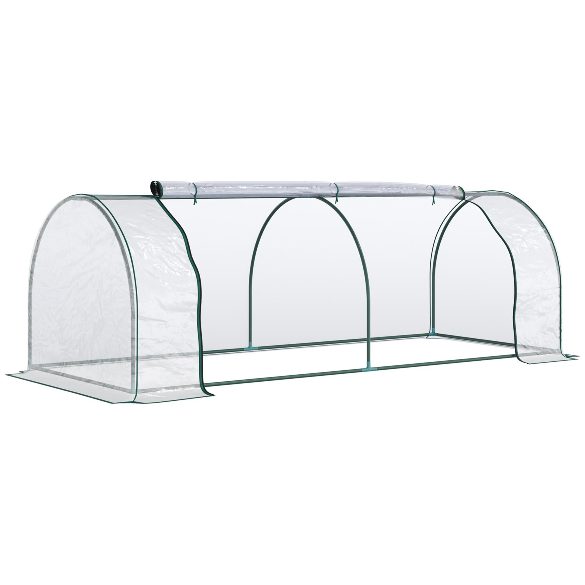Mini Serra Outsunny 250x100x80 Cm – Struttura In Acciaio E Copertura In PVC, Porta A Cerniera, Verde E Trasparente