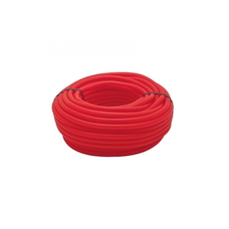 Tube ondulé flexible rouge 19mm, bobine 50 mètres. Tuyau pour