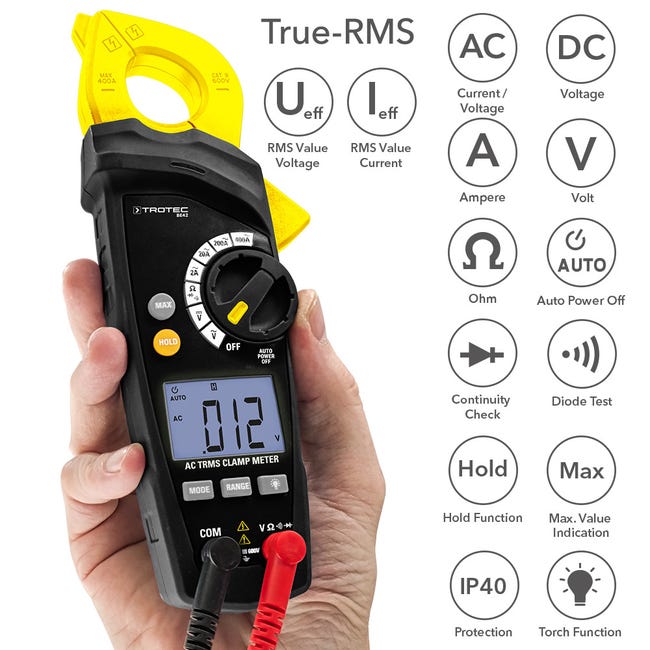 VEVOR Pince Amperemetrique TRMS Multimetre Professionnel Numerique 5999  Points 600 A Mesure Tension Courant CA/CC