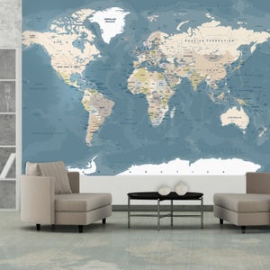 Carte du monde en pinboard avec 40x punaises colorées - 60 x 40 cm