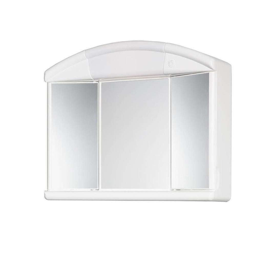 Armoire de toilette éclairante 59 cm blanc mat 2 portes 3 miroirs 2 étagères NATY Allibert