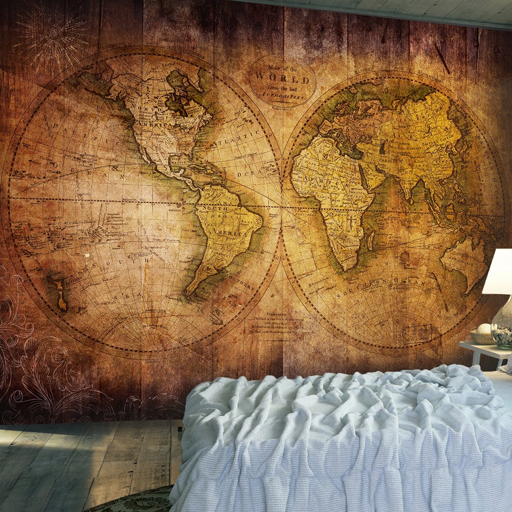 Papier peint intissé Carte du monde Vintage World Map : Taille - 250 x 175  cm