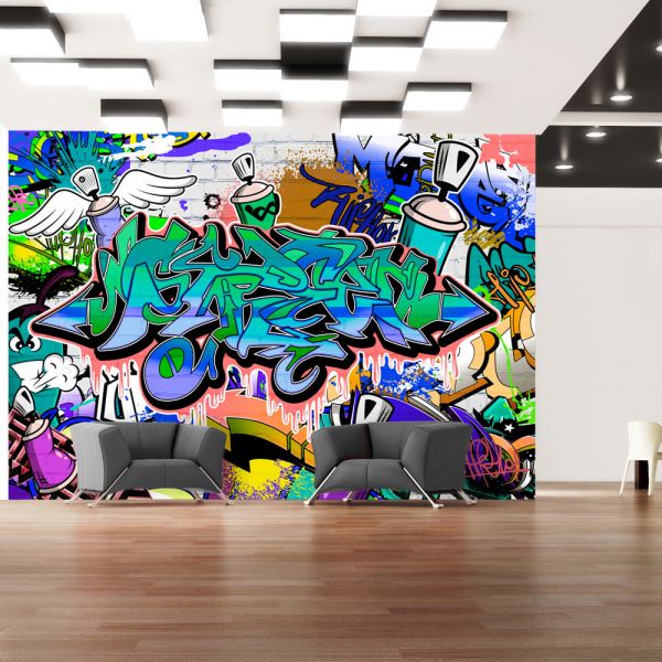 Papier Peint Intissé Abstrait Design Runa Art 9218011b Tapisserie Graffiti  352 x 250 cm (8,8 m2) - 8 Bandes Faciles à Coller