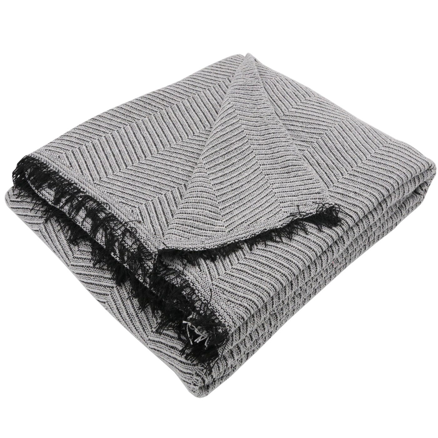 Colcha multiusos algodón Betty Negro 230x260 cm, plaid cama, cubrecama,  jarapa sofá, foulard sofá, cubresofá
