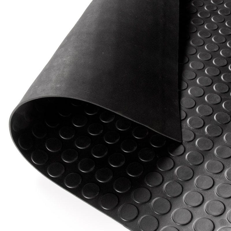 Suelo PVC, Composición 100% Caucho, Diseño Estrias Negro, Grosor 1MM, 100X250CM