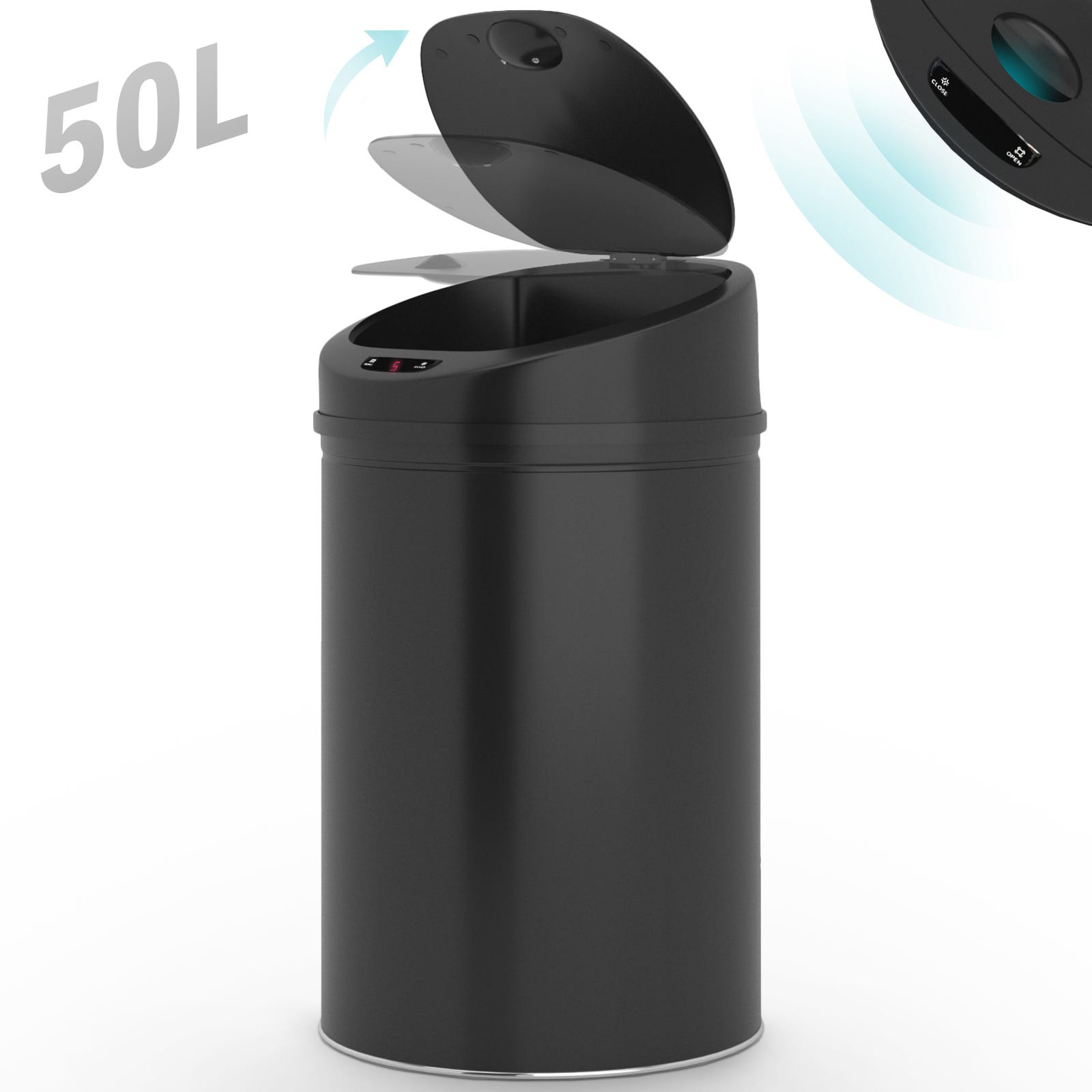 Jago® poubelle automatique - 50 l, couvercle amovible, acier