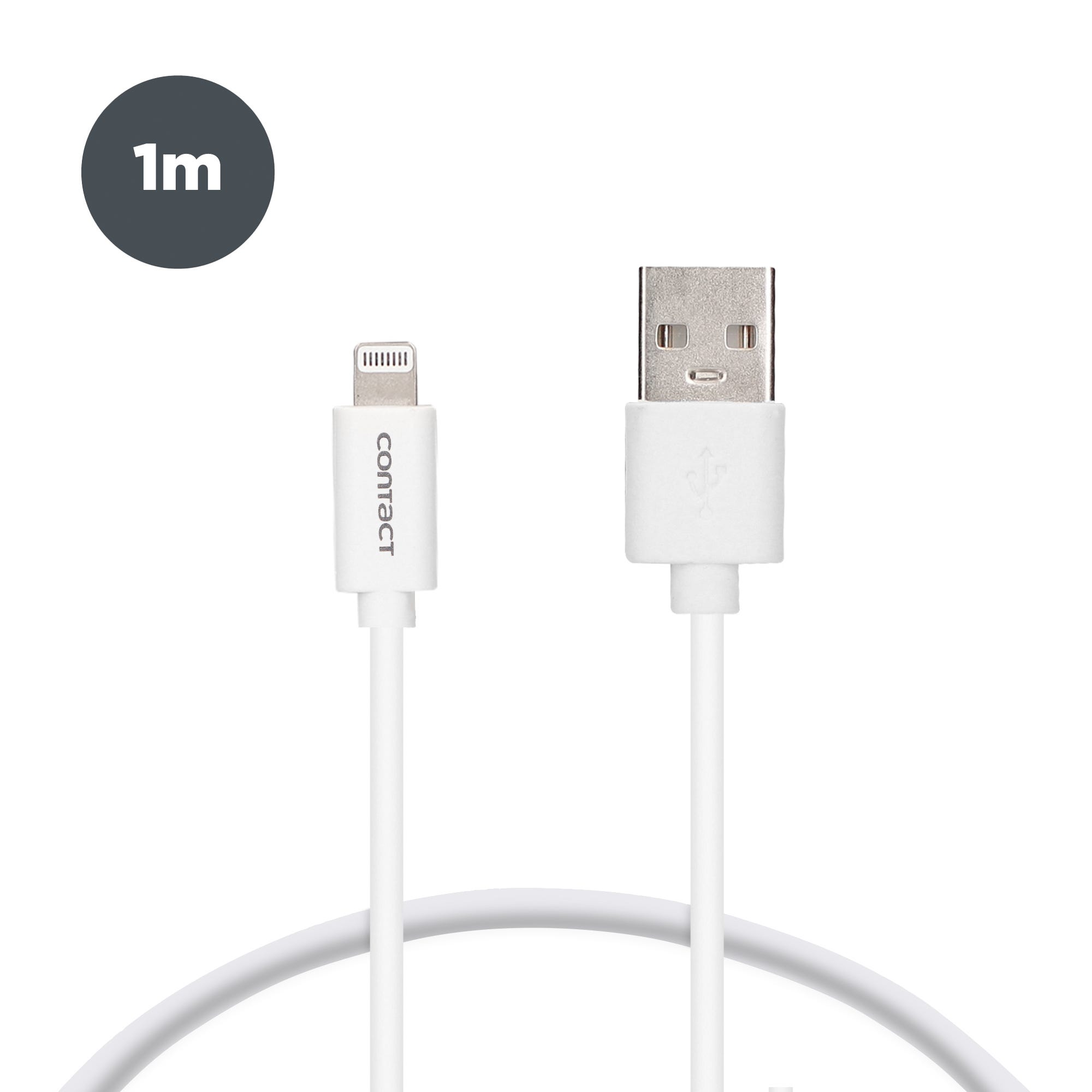 Cable de carga y datos USB-A a Lightning Contact 12 W, Made For iPhone, 1  m, Blanco