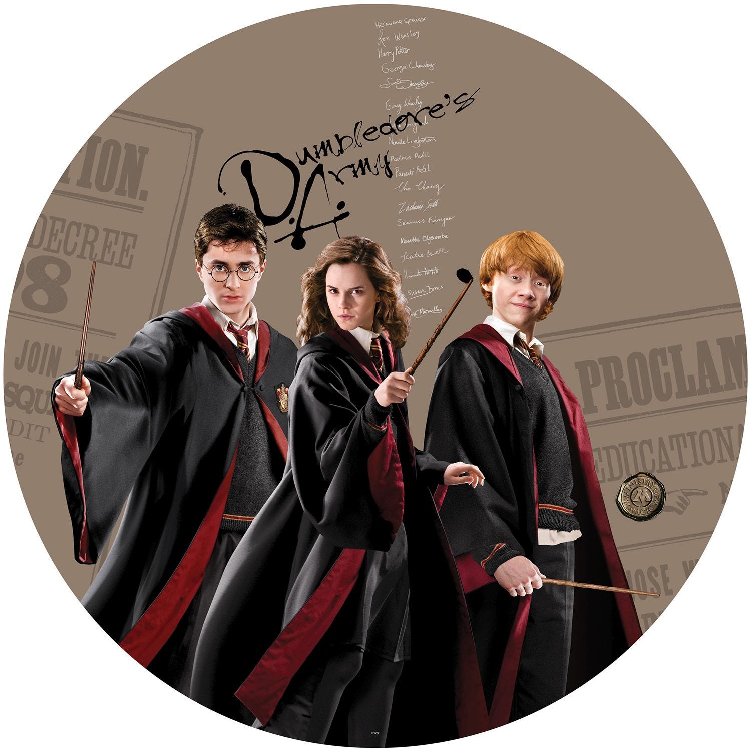 Fotomurale autoadhesivo tondo Harry Potter, Hermione Granger, Ron Weasley  beige, nero e rosso - Ø 70 cm - Sanders & Sanders