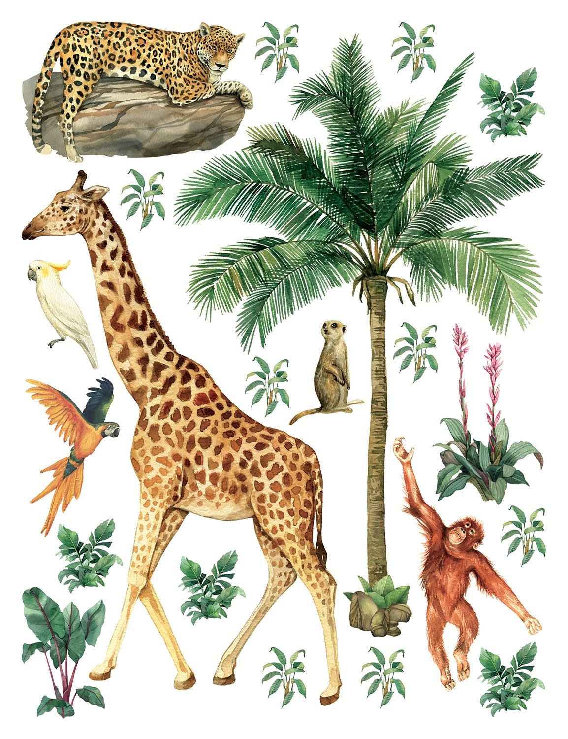 Adesivo da parete animali della giungla giungla verde - 85 x 65 cm -  Sanders & Sanders