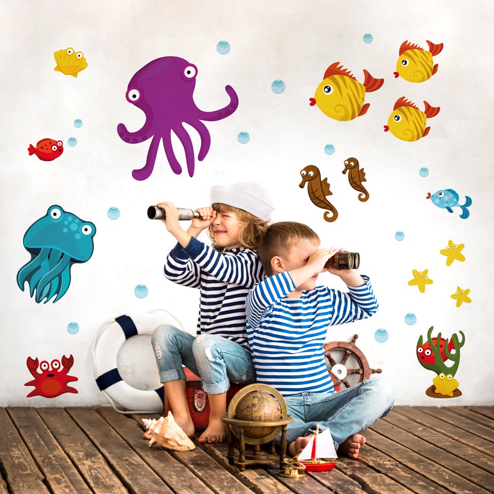 Kina- Adesivi murali in tessuto con fantasia adatta a camerette per bambini