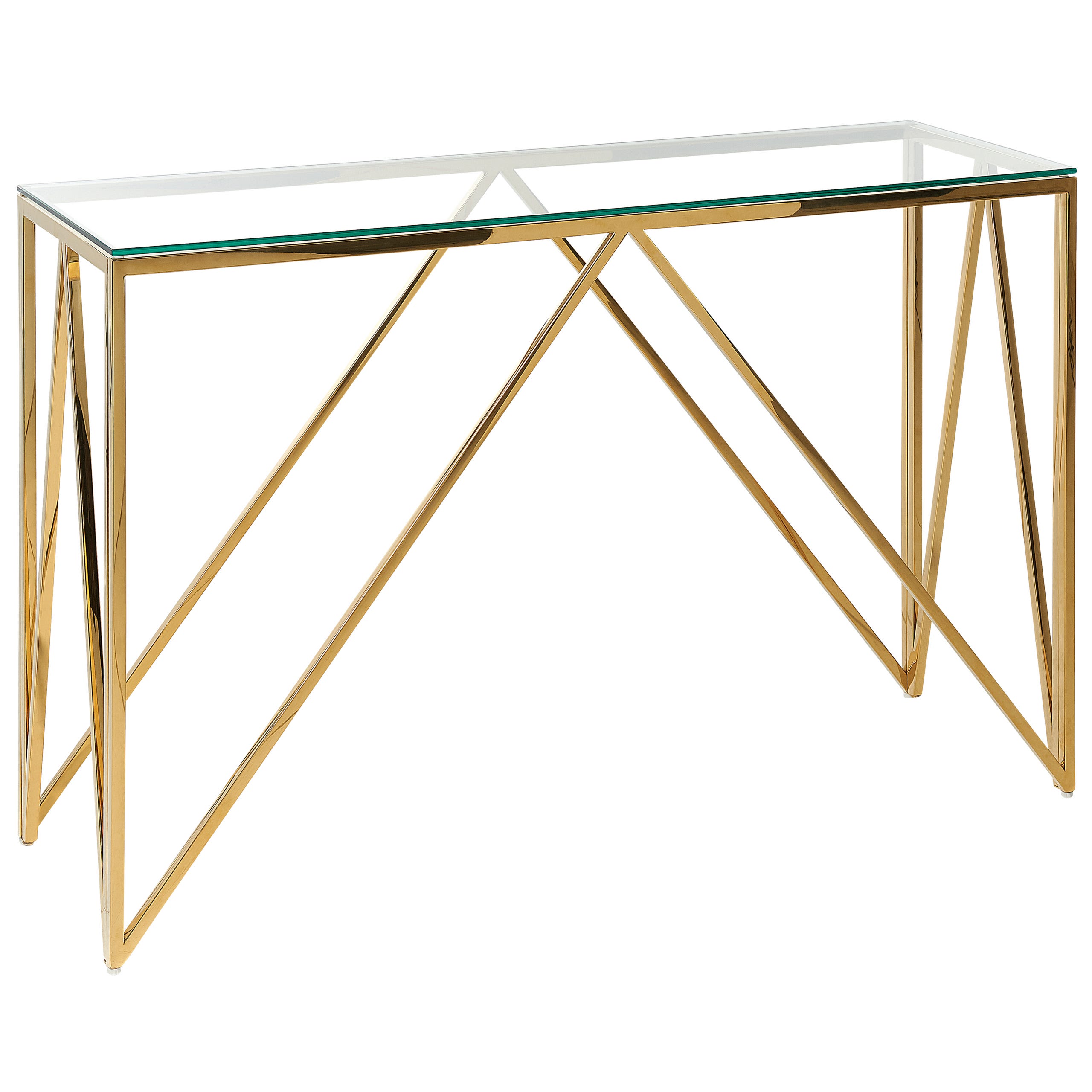 Tavolino consolle vetro temperato oro 120 x 40 cm WESO