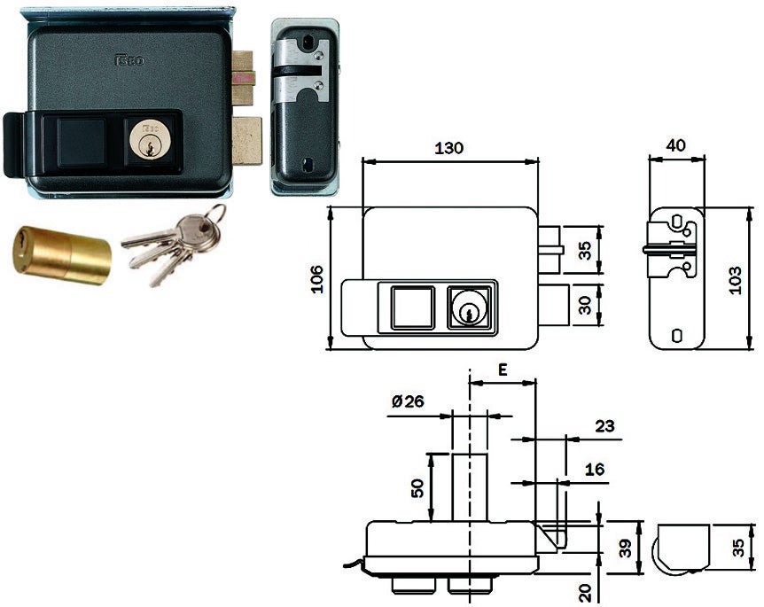 Elettroserratura Per Cancelli Con Tetto Pistone Incorporato - Mm.60 Sx ...