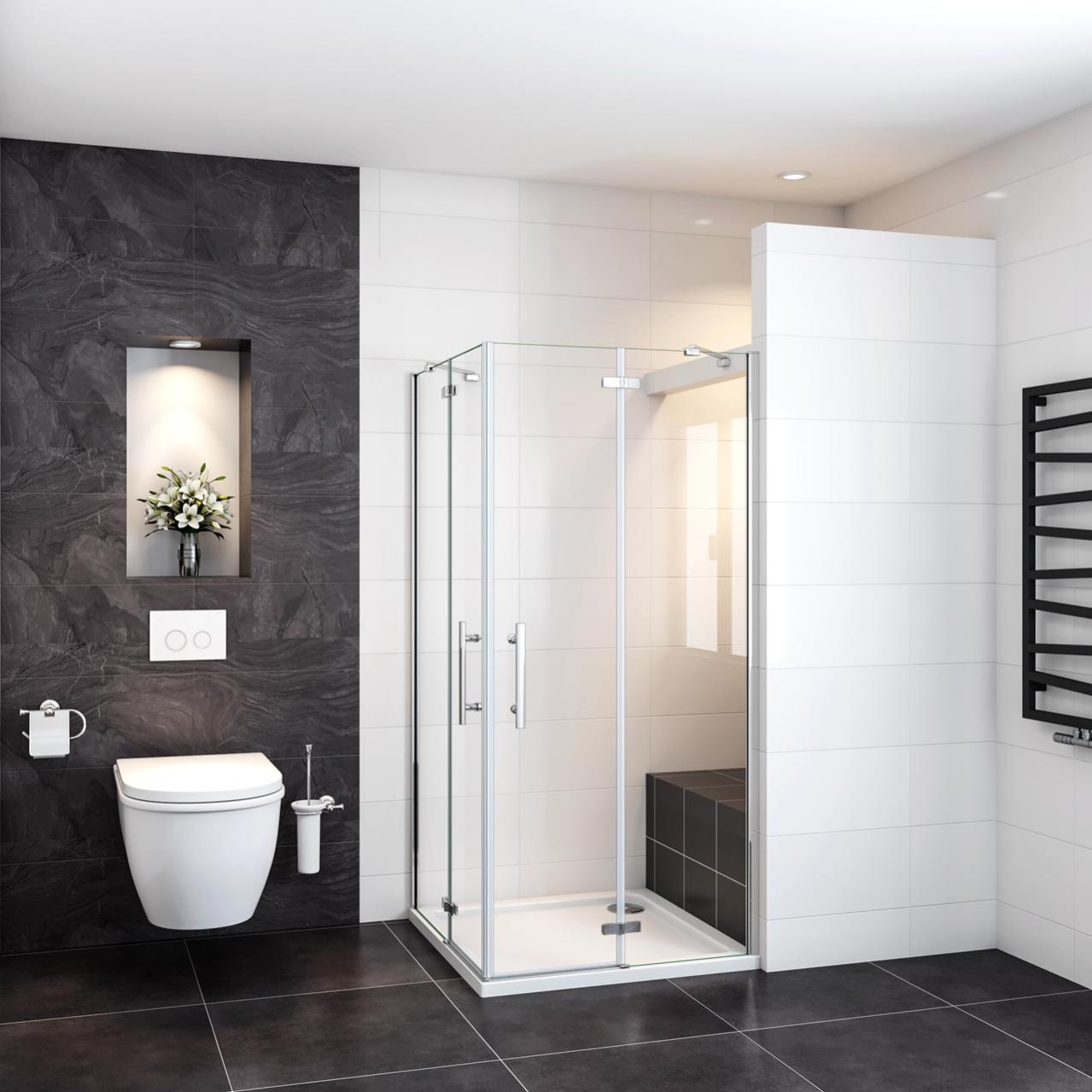 Cabine Doccia 70x200cm Walk In Parete Fissa Con Barra Stabilizzatrice - 7
