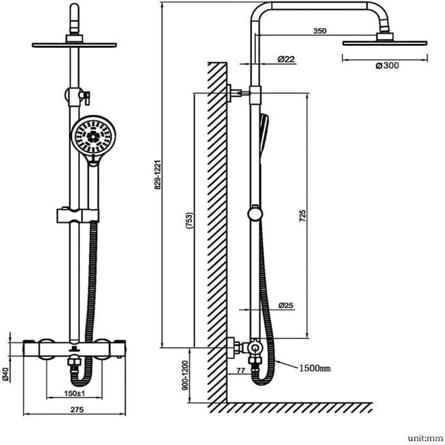Barra de ducha termostática redonda negro mate Serie Ebro – VALAZ –  Fabricación y comercialización de grifería