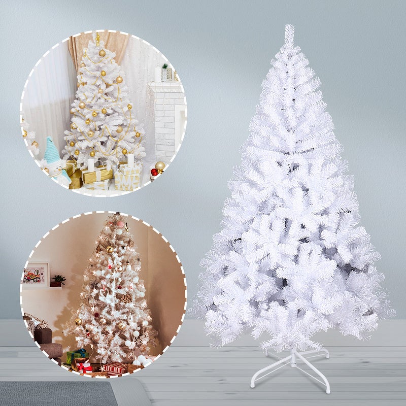 Sapin de Noël Artificiel 650 Branches Pommes de Pin en PVC blanc 180 cm