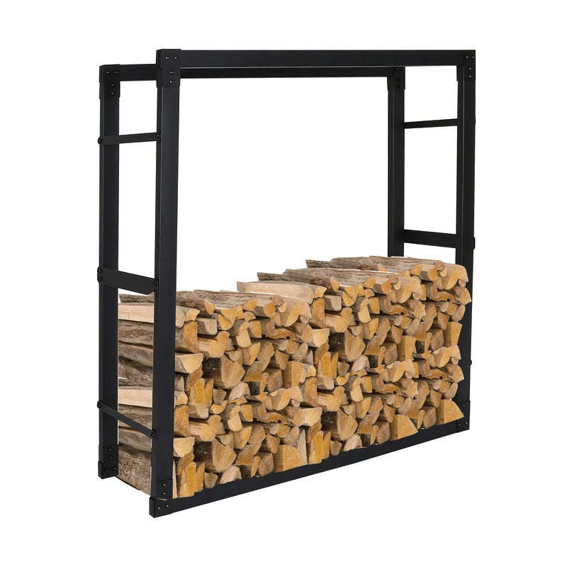 Aide à l'empilage à l'extérieur et à l'intérieur RANSENERS Porte bûches de cheminée Support à bois de chauffage 50x27x95cm Noir 