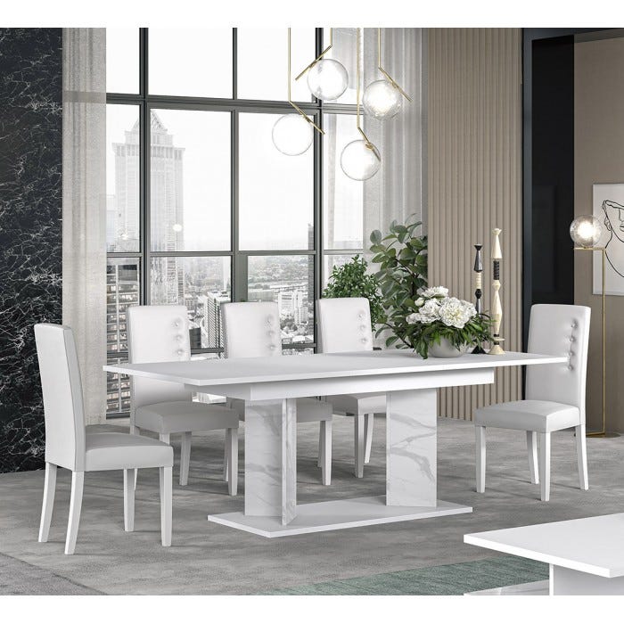 Stilprojectstore - Tavolo da pranzo rettangolare allungabile Bianco marmo  160/210x90 - Dream