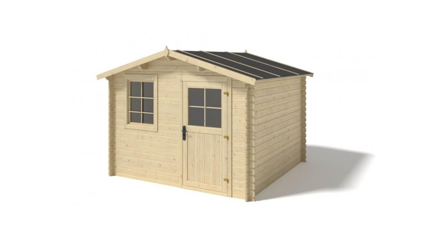 Abri de jardin en bois - 7,50m2 - 3x2,50m - Ep. 28mm - Couleur: naturel