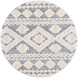 Tapis rond scandinave tressées crème et gris 120x120cm Flät