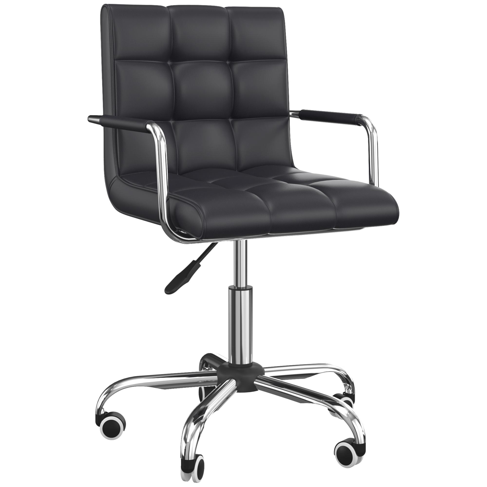in Lino Sedia Girevole da Ufficio Grigio homcom 50 x 56,5 x 117-127 cm Regolabile in Altezza 