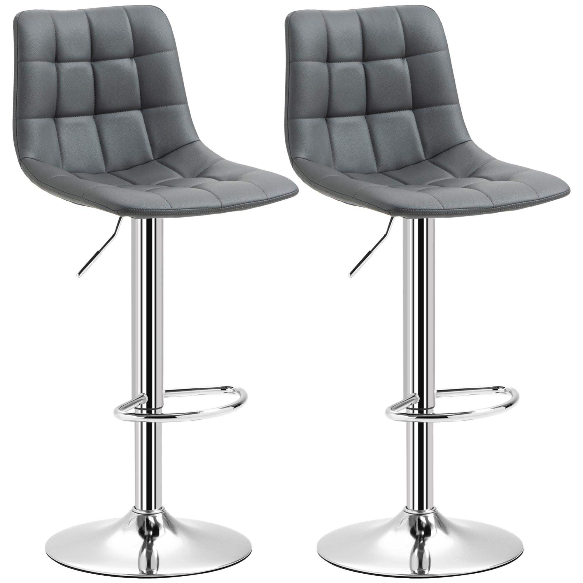 HOMCOM Set 2 Sgabelli Alti da Bar con Poggiapiedi, Rivestimento in PU e
