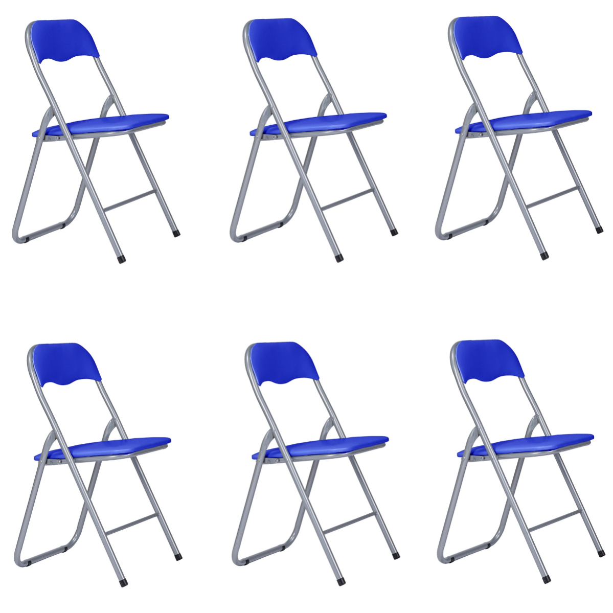 OEF Furnishings Sedia Pieghevole Imbottita In Vinile (4 Pezzi) - Telaio In Acciaio Lega, Seduta 39,4 Cm, Imbottitura 3,2 Cm - Blu Scuro