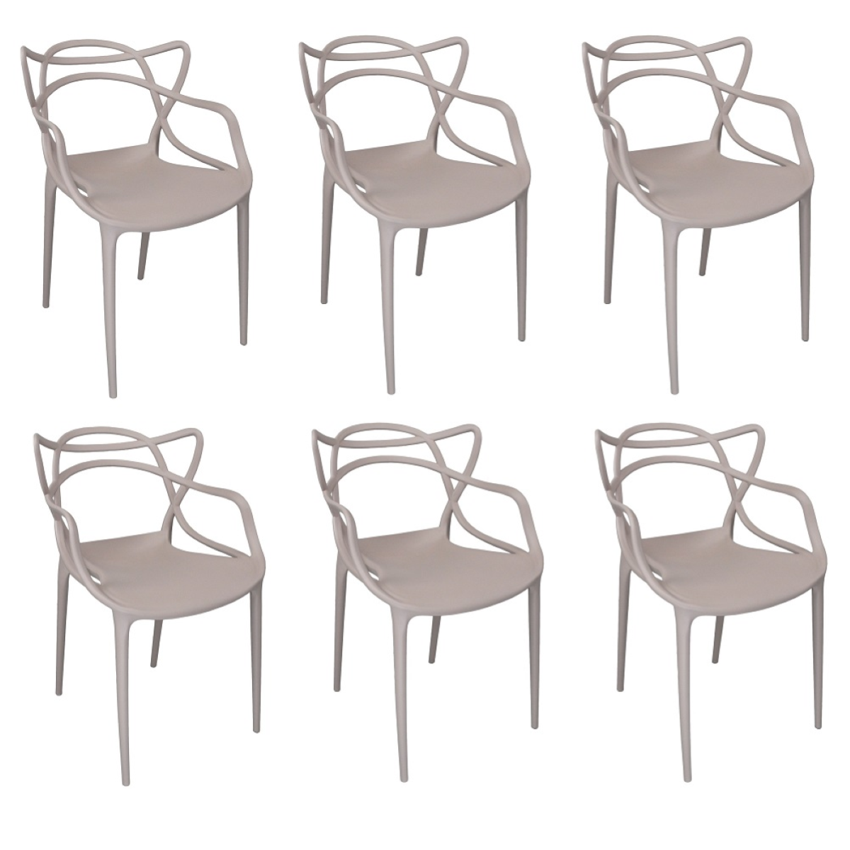 Sedia impilabile per casa giardino - MARK curve Tortora 6 sedie
