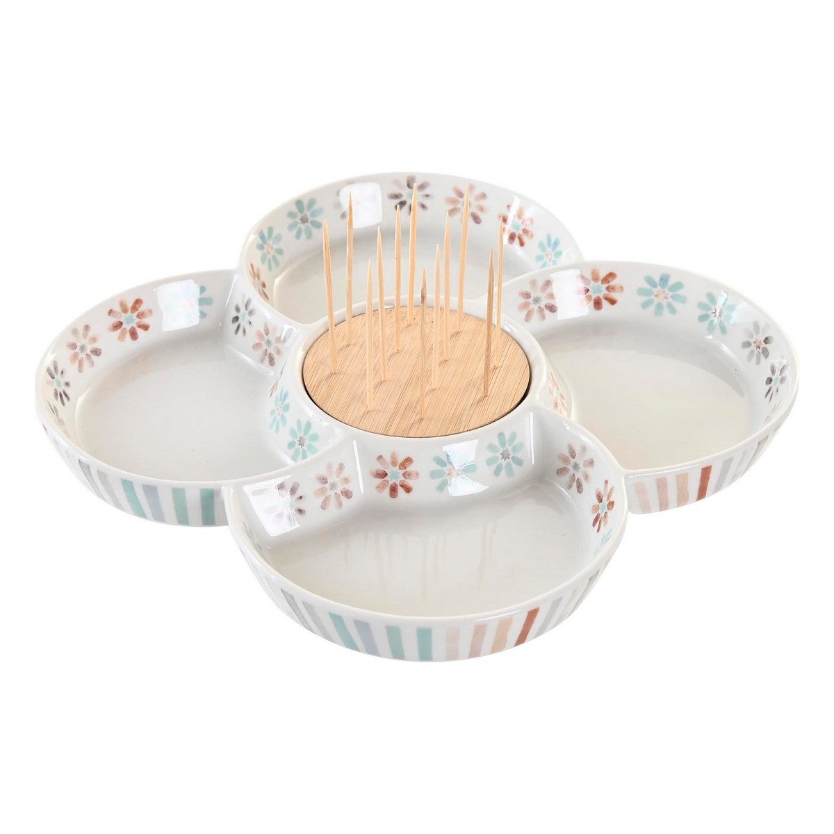 Bandeja de aperitivos dkd home decor multicolor 22 x 22 x 3 cm gres