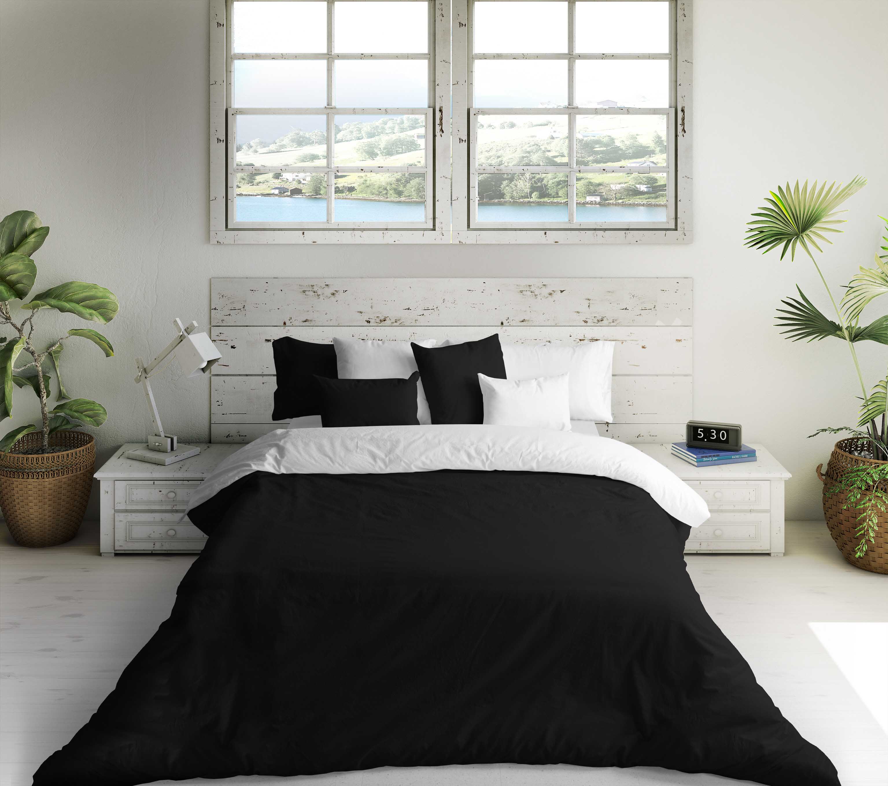 AFTONSPARV funda nórdica+funda almohada, espacio blanco/negro,  150x200/50x60 cm - IKEA
