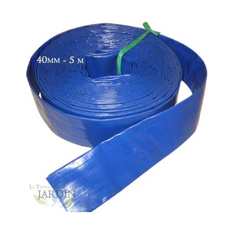 Manguera Plana 32Mm 5 Metros Para Descarga De Agua, Poliester Pvc Azul Goma Layflat De Incendios Y Piscinas (1 1/4&Quot;)