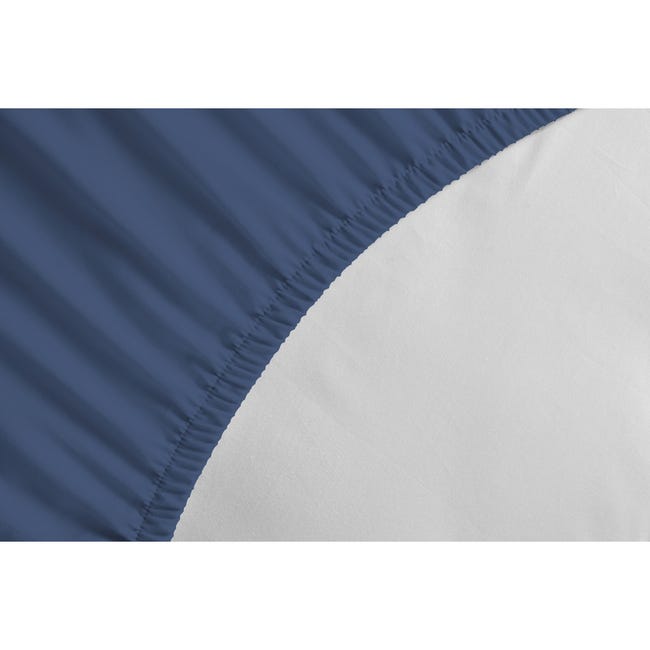 LE DRAP HOUSSE UNI 100% Coton - Bonnet 25cm COULEURS - Bleu, MATIÈRE - 100%  COTON, TAILLES - 160 x 200 cm