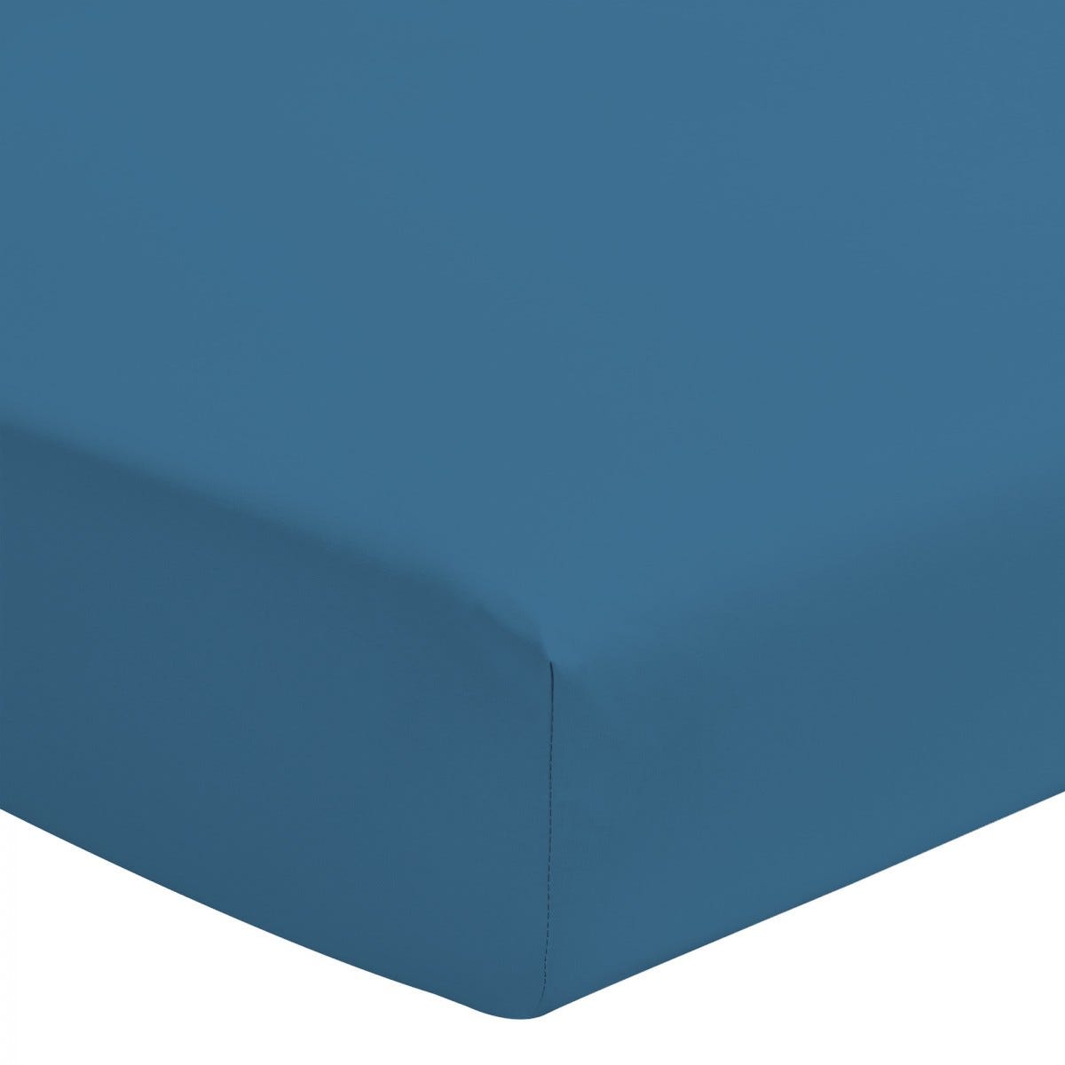 Drap housse 140x190 cm - Percale 100% coton - Bonnet 30 cm Bleu