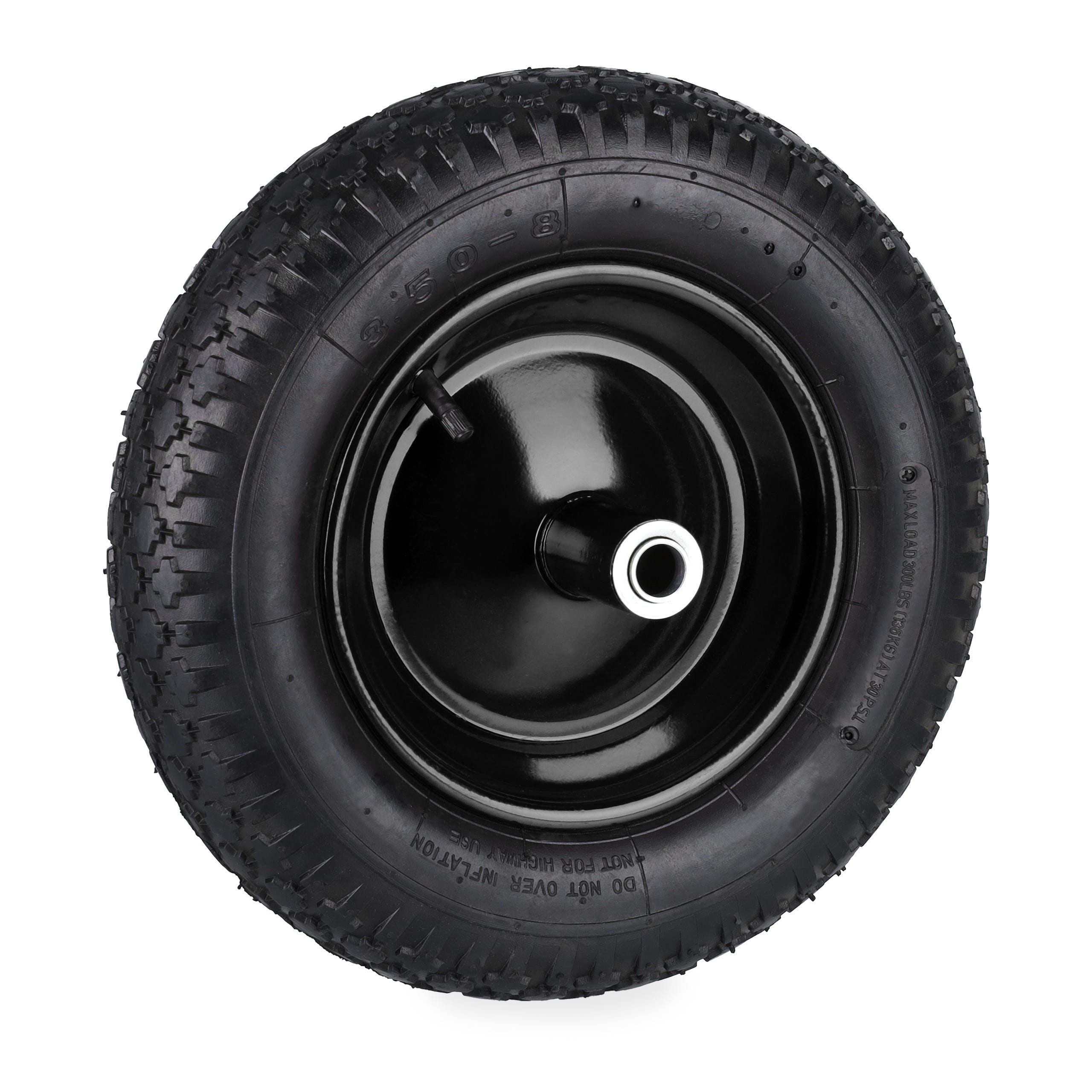 Roue de brouette Ø 350x80 mm / 3.50-8, noire, pneu avec jante en acier, en  caoutchouc solide PU avec essieu